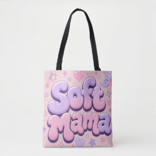 Zachte Mama Retro Bubbel Typografie Draagtas