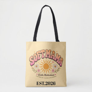 Zachte Mama Retro Zonsondergang Typografie Design Draagtas