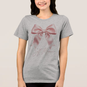 Zachte Mama Roze Satijnen Strik Coquette Design Tri-Blend Shirt