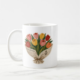 Zachte Mama Tulp Boeket Vintage Bloemstuk Kunstpri Koffiemok