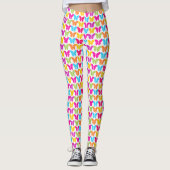 Zachte Meisjesachtige Levendige Regenboog Vlinder Leggings (Voorkant)