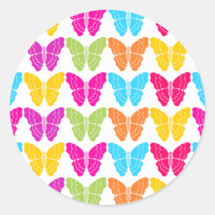 Zachte Meisjesachtige Levendige Regenboog Vlinder  Ronde Sticker