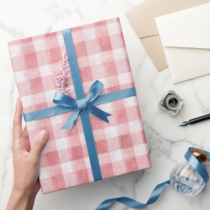 Zachte Meisjesachtige Roze Witte Geruite Strepen V Cadeaupapier