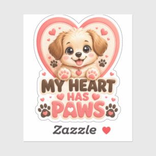 Zachte Mijn Hart Heeft Pootjes Puppy Sticker