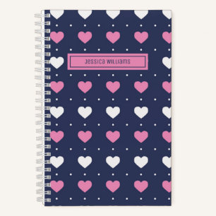 Zachte Minimalistische Hartpatroon Aangepaste Roze Notitieboek