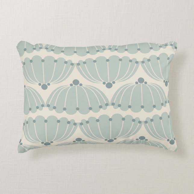 Zachte Mint en Beige Scallop Accent Kussen (Voorkant)