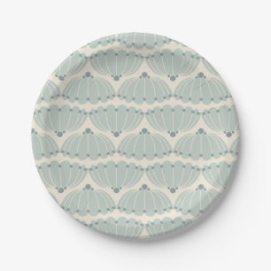 Zachte Mint en Beige Scallop Papieren Bordje