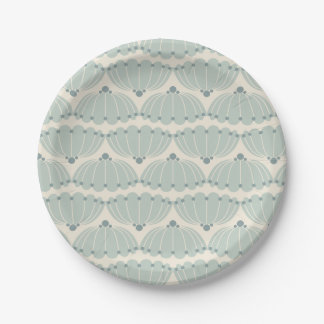 Zachte Mint en Beige Scallop Papieren Bordje