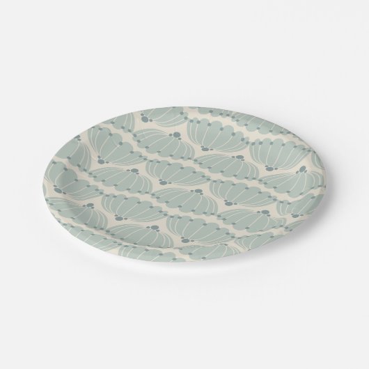 Zachte Mint en Beige Scallop Papieren Bordje (Gekanteld)
