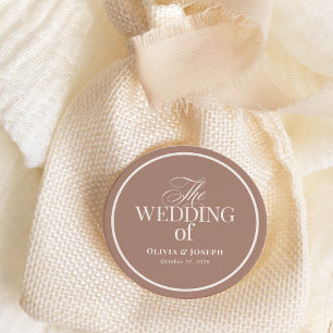 Zachte Mocha Taupe en Rand   Neutrale Luxe Bruilof Ronde Sticker