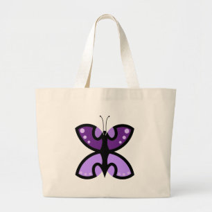 Zachte Moderne Paarse Vlinder Grafische Accent Grote Tote Bag