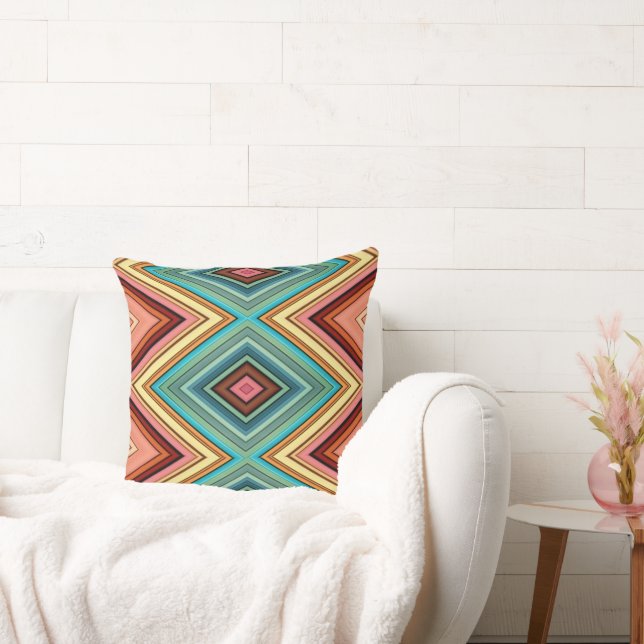Zachte Multi-Color Diamond & Stripe Kussen (Bank)