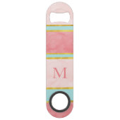 Zachte munt koraal gouden blush strepen speed flessenopener (Voorkant)