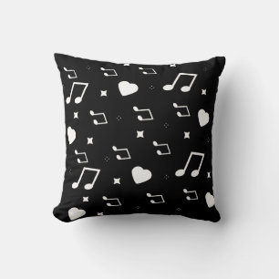Zachte Muziekmotieven Harten en Sterren Doodles Zw Kussen
