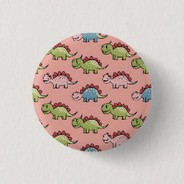 Zachte naadloze dinosauruspatroon ronde button 3,2 cm