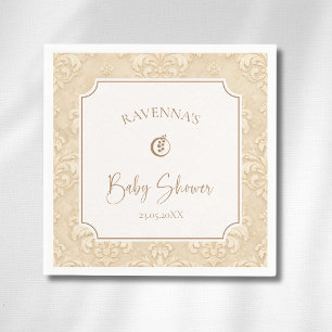 Zachte Natuurlijke Bruine Ornament Gouden Blad Bab Servet