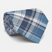 Zachte Navy, Blauw, Grijs & Wit Plaid Stropdas (Opgerold)