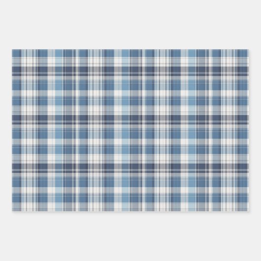 Zachte Navy, Blauw & Wit Plaid Inpakpapier Vel (Voorkant 3)