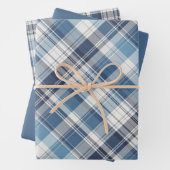 Zachte Navy, Blauw & Wit Plaid Inpakpapier Vel (In situ)