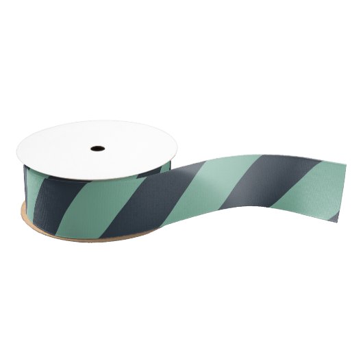 Zachte Navy en Mint Groene Brede Streep Grosgrain Lint (Spoel)