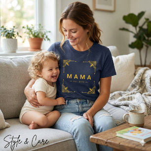 Zachte Navy Tri-Blend Mama T-Shirt met Strakke Sti