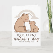 Zachte Neutrale Beer Moeder Baby Eerste Moederdag Kaart (Voorkant)