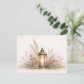 Zachte Neutrale Boho Lantaarn Bloemstuk Briefkaart (Staand voorkant)