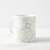 Zachte Neutrale Geometrische Bloem Koffiemok (Voorkant links)