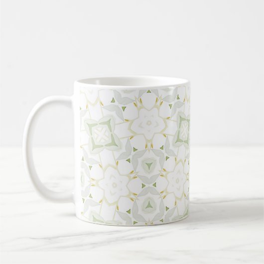 Zachte Neutrale Geometrische Bloem Koffiemok (Links)