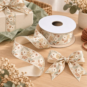 Zachte Neutrale Salie Terracotta Wilde Bloemen Lint
