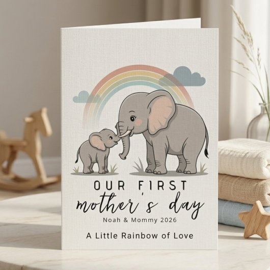 Zachte Olifant Moeder Baby Eerste Moederdag Liefde Kaart
