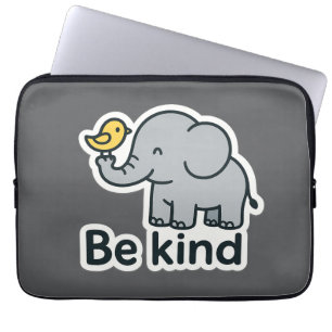 Zachte olifant & vogel sticker laptop sleeve