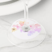 *~* Zachte Ombre Perzik Roze Bloem Waterverf Wijnglaslabel (Dichtbij)