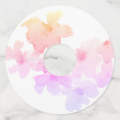 *~* Zachte Ombre Perzik Roze Bloem Waterverf Wijnglaslabel (Achterkant)