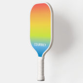 Zachte ombre regenboog strepen gepersonaliseerd pickleball paddle (Links)
