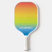 Zachte ombre regenboog strepen gepersonaliseerd pickleball paddle (Voorkant)