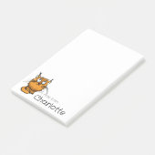 Zachte oranje cartoon kat naam post-it® notes (Schuin)