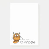 Zachte oranje cartoon kat naam post-it® notes (Voorkant)