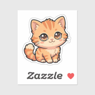 Zachte Oranje Lapjeskat Kleinkind Op Maat Gemaakte Sticker