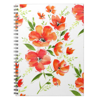 Zachte Oranje Poppies Waterverf Patroon Notitieboek