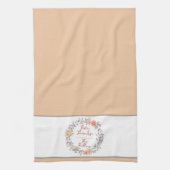 Zachte oranje waterverf bloemenkrans gepersonalise theedoek (Verticaal)