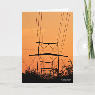 Zachte Oranje zonsondergang over hoogspanningsstro Kaart