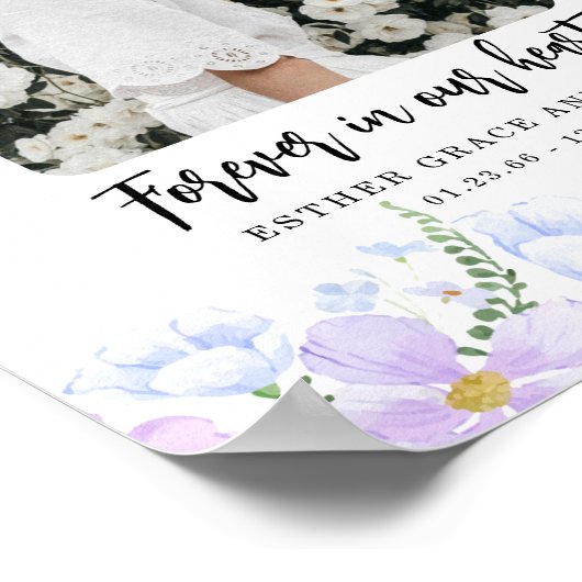 Zachte Paarse bloemblaadjes voor altijd in ons har Poster (Hoek)