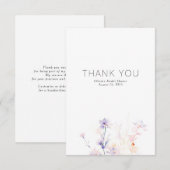 Zachte paarse bloemen minimalistisch klein dank u bedankkaart (Voorkant / Achterkant)