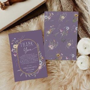 Zachte Paarse Boho Wilde Bloem Baby Shower Bedankkaart