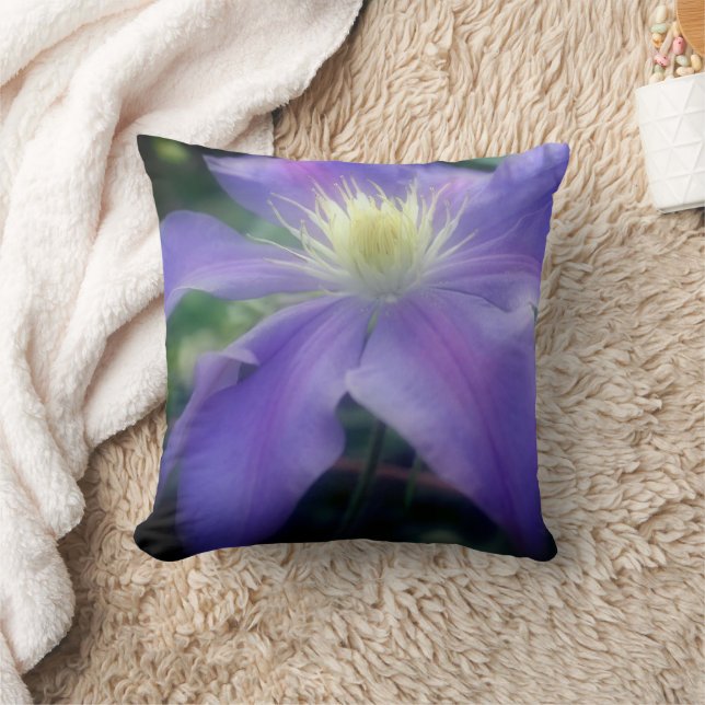 Zachte Paarse Clematis Bloemblaadjes Kussen (Deken)