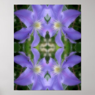 Zachte Paarse Clematis Vloer Petals Abstract Poster