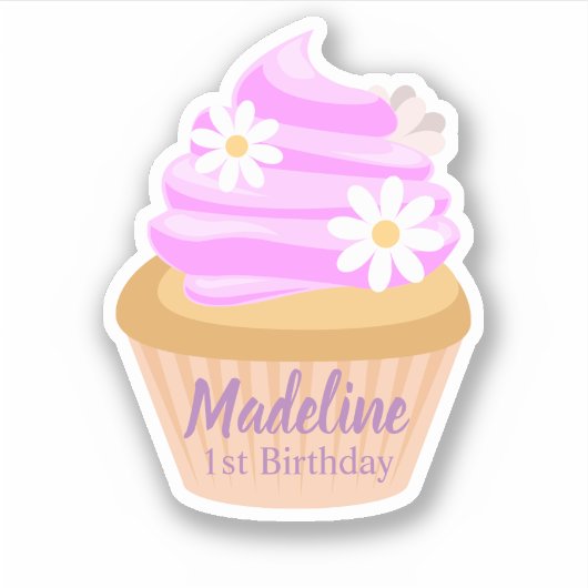 Zachte paarse crème cupcakes aangepaste sticker (Voorkant)