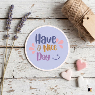 Zachte Paarse eenvoudige Vintage "Een fijne dag" Ronde Sticker