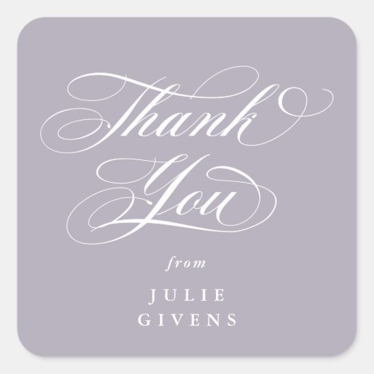 Zachte Paarse Elegante Script Afstudeer Dankjewel Vierkante Sticker (Voorkant)